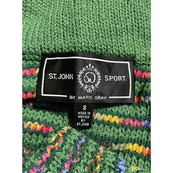 St. John Sport Size Medium Mock Neck Sweater Rainbow Stripe Women's Wool Blend - Picture 13 of 16